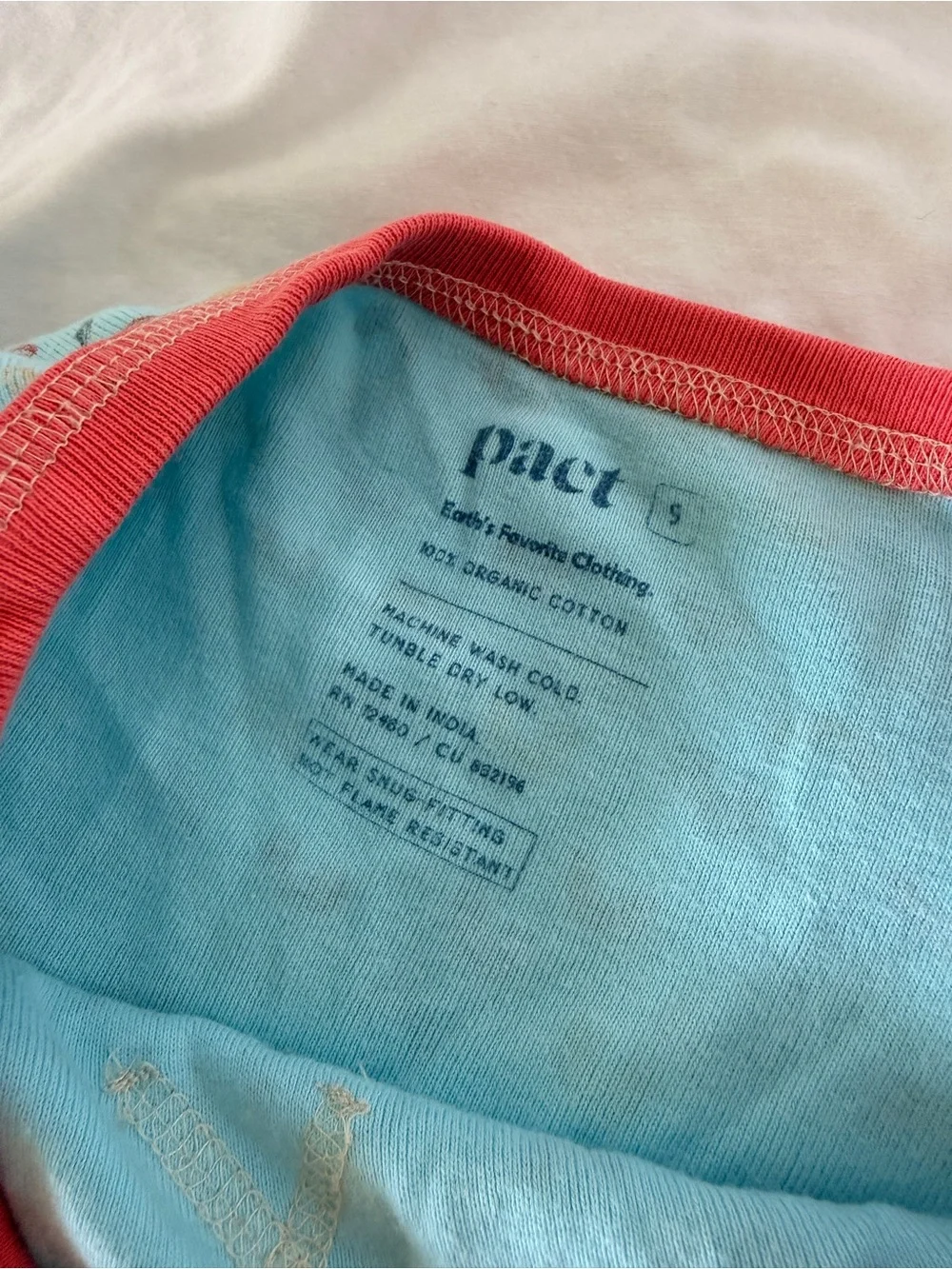 Pact Kids Coral & Light Blue Rainbow Organic Cotton Pajama Set